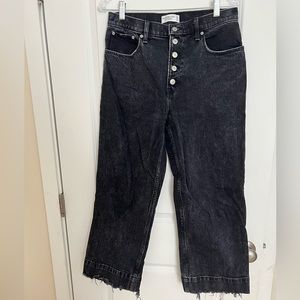 Abercrombie & Fitch Wide Leg Crop Black Jeans